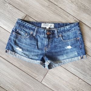 PINK VS distressed jean shorts